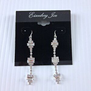 Eisenberg Ice Silver Tone and Rhinestone Dangle Drop Earrings Fashion Jewelry